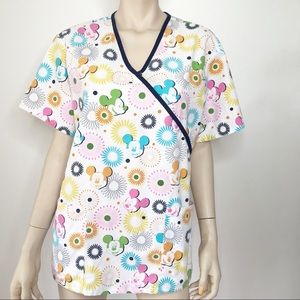 DISNEY Sun Mickey Mouse Nurse Starburst Scrub Top